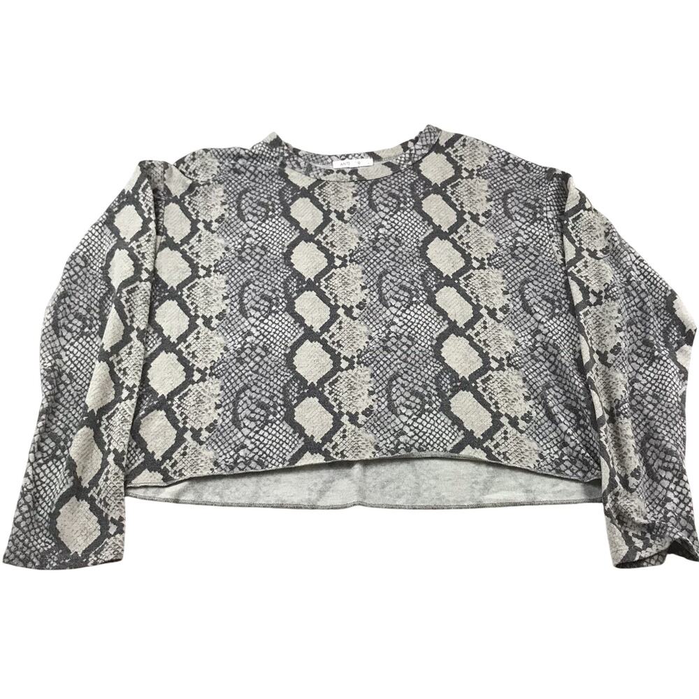 Antistar size S gray snakeskin print cropped long sleeve tee